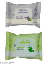 Shills Aloevera (25 Pcs) with 25 Pcs Lavender Wet Face Wipes (Pack of 2)