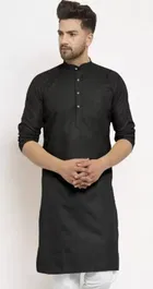 Full Sleeves Solid Kurta with Payjama for Men 