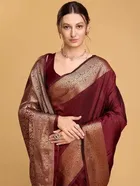 Silk Woven Design Saree for Women, Maroon 
