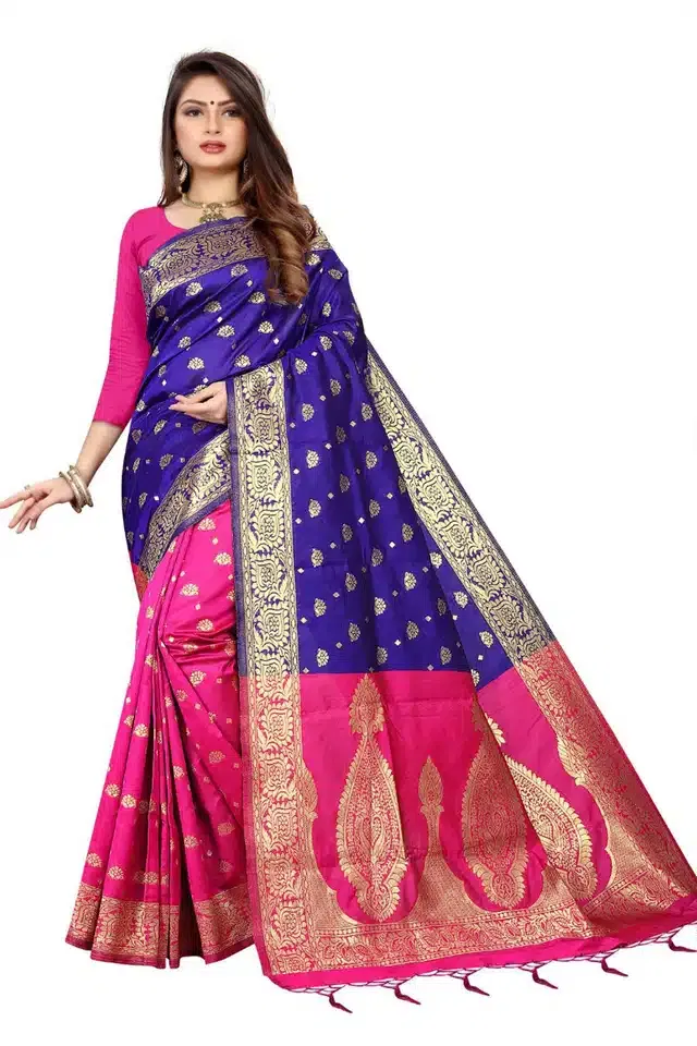 Jacquard Saree for Women (Purple & Pink, 6.3 m)