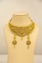 Gold Plated Necklace with Earrings Set for Women (Gold, Set of 1)