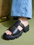 Shoetopia Black Solid Heel Sandals 