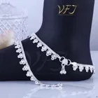 Brass Rhodium Plated Anklet Set 