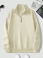 Fleece Solid Sweatshirt for Men, White 