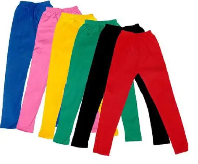 Soft & Comfortable Leggings for Girls (Pack of 6) (Multicolor, 8-9 Years)