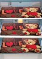 PVC Printed Fridge Top Cover with 3 Pcs Shelf Mats & Handle Cover 