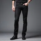 Denim Slim Fit Jeans for Men (Black, 28)