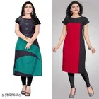 Crepe Color Blocked Kurti for Women 