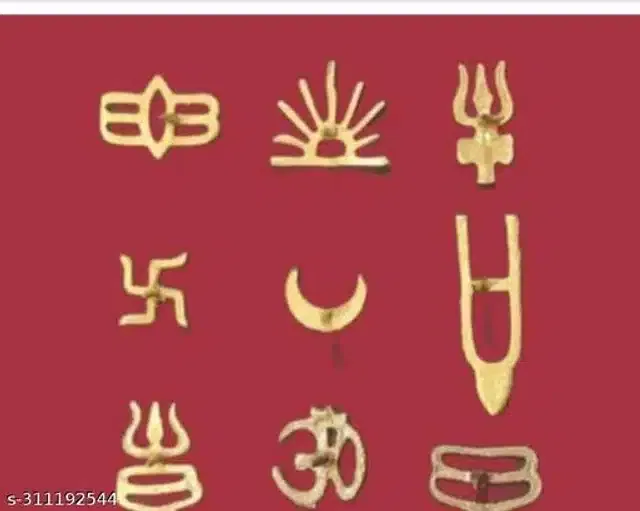 Brass Tilak Stamp (Golden, Pack of 9)