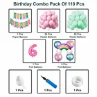 Rainbow Theme 6th Happy Birthday Decoration Items For Girls , Multicolor, Pack of 110