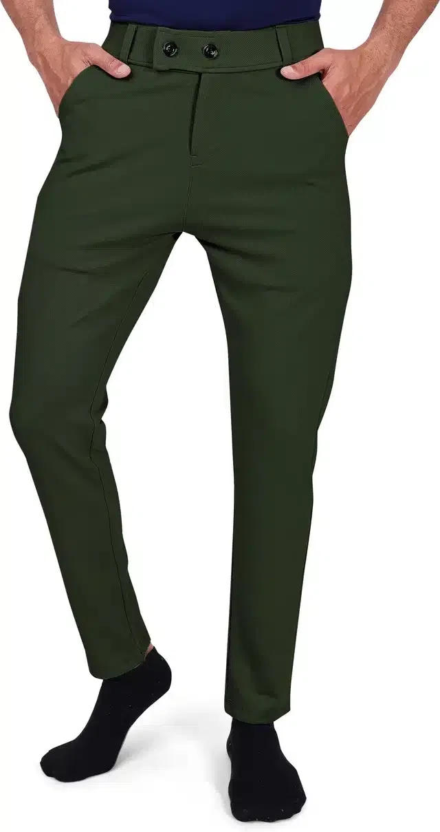 Lycra Blend Trouser for Men (Bottle Green, 32)