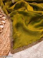 Chiffon Solid Saree For Women, Brown