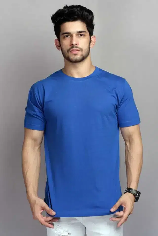 Half Sleeves T-Shirt for Men (Blue, XXL)