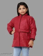 Polyester Jacket for Girls (Maroon, 18-24 Months)