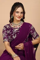 Georgette Woven Design Saree for Women 