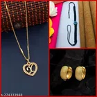 Combo of Pendant with Thread Bracelet & 1 Pair Earrings for Women 