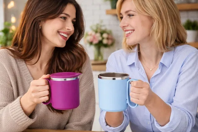 Stainless Steel Coffe Mug, Multicolour , Pack of 2 (300 ML)