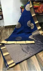 Litchi Silk Zari Woven Saree for Women, Navy Blue 