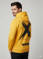Fleece Printed Hoodie for Men, Yellow 