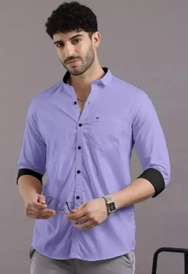 Full Sleeves Solid Shirt for Men (Purple, S)
