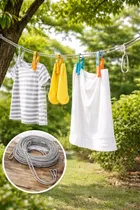 Portable Nylon Rope Clothesline 15 Meter Grey