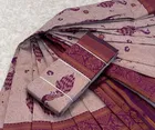 Litchi Silk Zari Embroidered Saree for Women, Lavender 