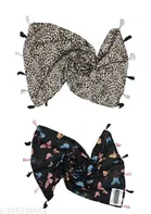 Poly Chiffon Printed Scarves for Women, Multicolor, Pack of 2