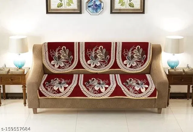 Polycotton 3 Seater Sofa Covers (Maroon, Set of 1)