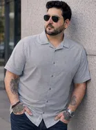 Cotton Blend Solid Shirt for Men, Grey 