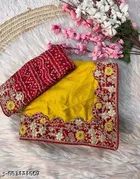 Art Silk Embellished Saree For Women, Yellow