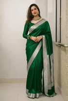 Banarasi Green Art Silk Woven Saree for Women