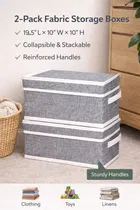 Craft Bazar Multipurpose Foldable Fabric Storage Box with Lid & Handles for Clothes, Laundry, Towels Wardrobe and Home Storage Organizer Pack of 4