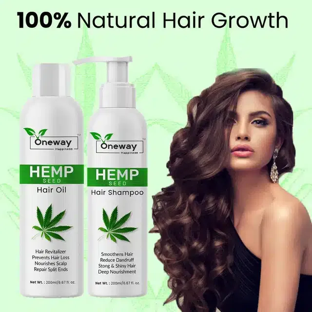 Oneway Happiness Hemp Seed Hair Oil with Shampoo (Pack of 2, 200 ml)