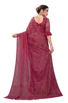 Net Solid Saree for Women 