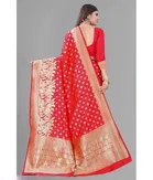 Litchi Silk Woven Design Saree for Women, Red 