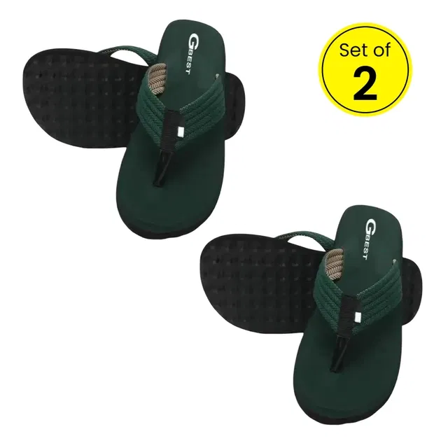 Extra Comfort Slippers for Men (Green, 9) (Pack of 2)