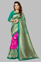 Printed Saree with Unstitched Blouse for Women 