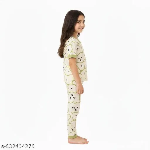 Night Suit for Girls (Green, 9-10 Years)
