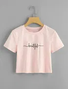 Round Neck Printed Crop T-Shirts for Women 