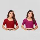 Half Sleeves Stitched Blouse for Women (Pack of 2) (Multicolor, 30)