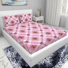 Arch Fab Pink Square Flower Double Bedsheet 88X90 Inch