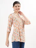 Womens Ethnic motif printed rayon short Kurti 