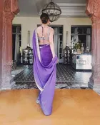 Georgette Solid Saree for Women, Purple 