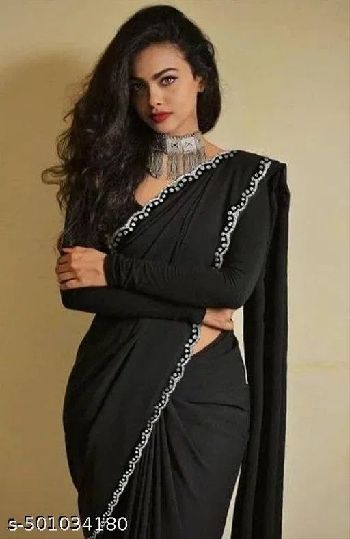 Jimmy Choo Dyed/ Washed Saree For Women, Black