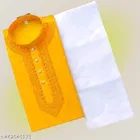 Cotton Solid Kurta Set for Men, Yellow & White 