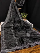 Chiffon Printed Saree For Women, Black
