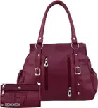 Women's Handbag with Purse (Maroon)