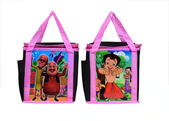 Multipurpose Lunch Box Bag (Pink, Pack of 2)