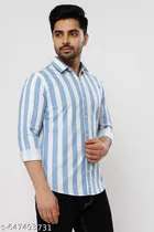 Cotton Blend Striped Shirts for Men, Multicolor 