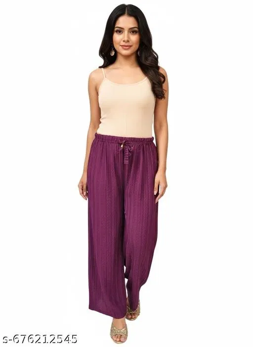 Palazzo Pants for Women (Purple, XL)